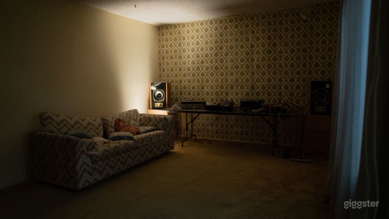  Living room with sound system.  
